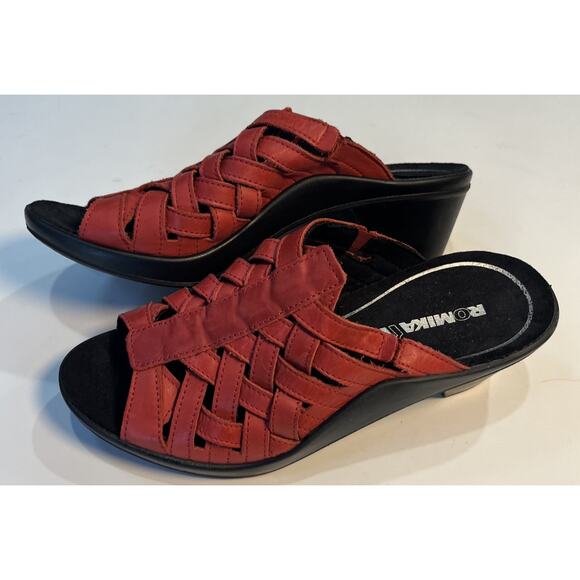 ROMIKA Womens 38 RED LEATHER SLIDE SANDAL Mule Strappy US 7 - Picture 8 of 8